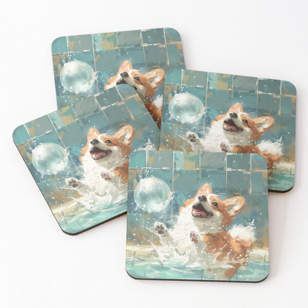 Artikelvorschau, Corgi spielt mit Ball im Wasser entworfen und verkauft von CorgiCuddle.