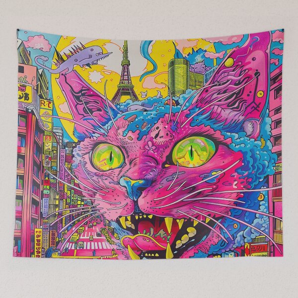 Item preview, Psychedelic Cats Art designed and sold by nomiraclehere.
