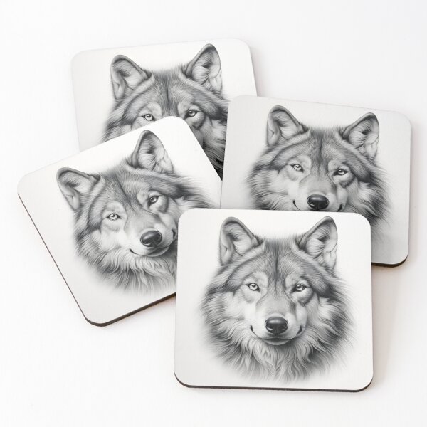 Item preview, Black and white Wolf pencil drawing  designed and sold by Pencil-Art.