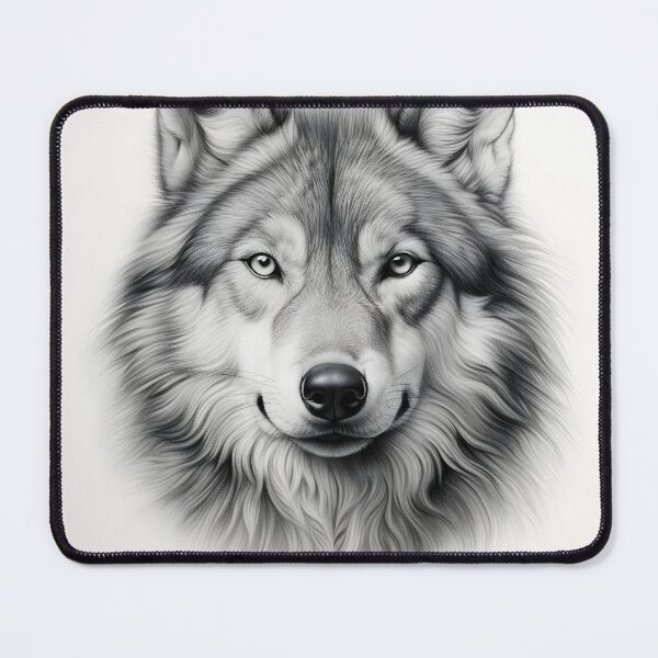 Item preview, Black and white Wolf pencil drawing designed and sold by Pencil-Art.