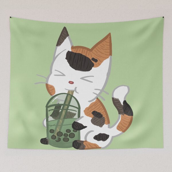 Item preview, Calico Matcha Boba Cat designed and sold by wormy-pope.