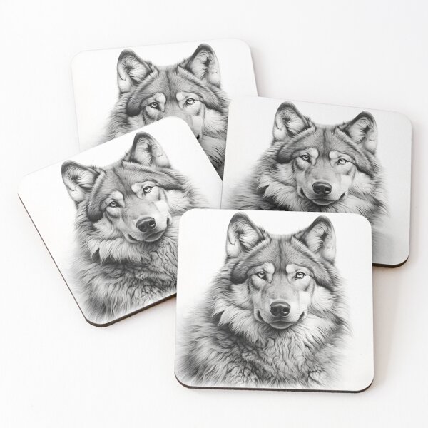 Item preview, Black and white Wolf pencil drawing  designed and sold by Pencil-Art.