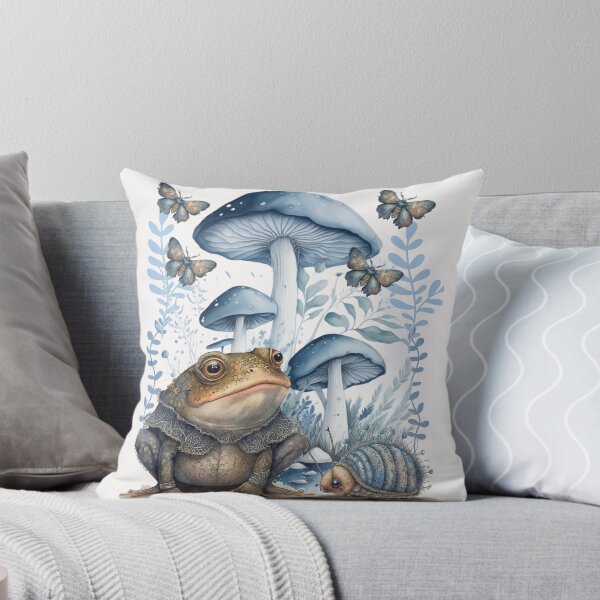 Item preview,  Cottage -Core Frog and Mushroom Woodland Floral Pattern designed and sold by LLdreams.