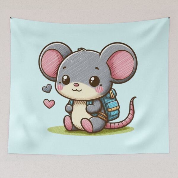 Item preview, Back to school cute mouse with a backpack  designed and sold by Culmika.