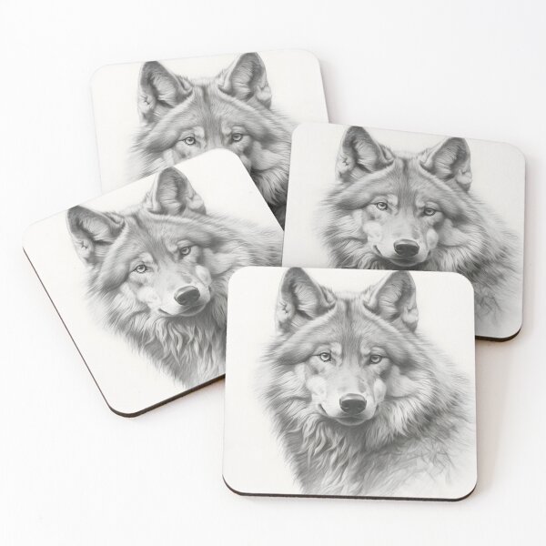 Item preview, Black and white Wolf pencil drawing  designed and sold by Pencil-Art.