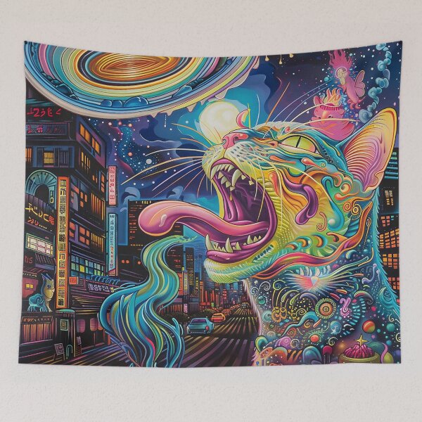 Item preview, Psychedelic Cats Art designed and sold by nomiraclehere.