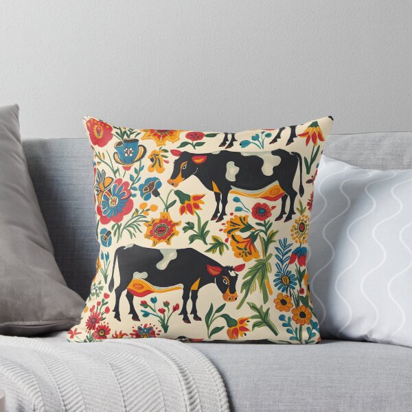 Item preview, Patrón popular de vacas y flores. designed and sold by Folksy Living.