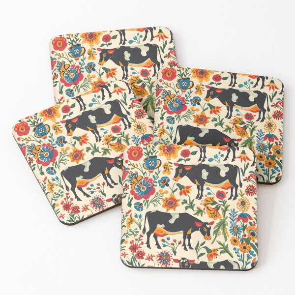 Item preview, Patrón popular de vacas y flores. designed and sold by Folksy Living.
