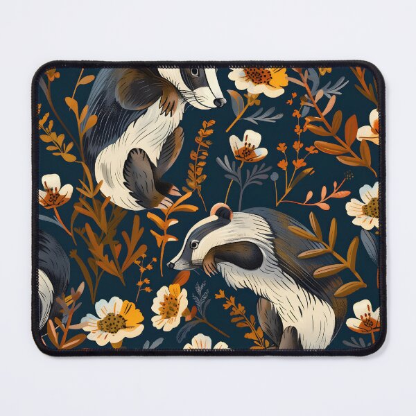 Item preview, Badgers and flowers folk pattern designed and sold by Folksy Living.