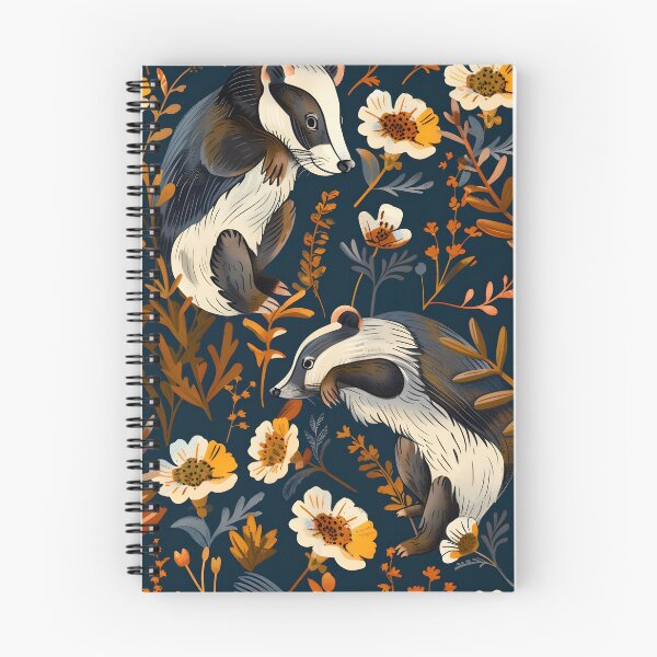 Item preview, Badgers and flowers folk pattern designed and sold by Folksy Living.