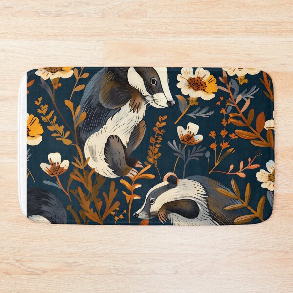 Item preview, Badgers and flowers folk pattern designed and sold by Folksy Living.