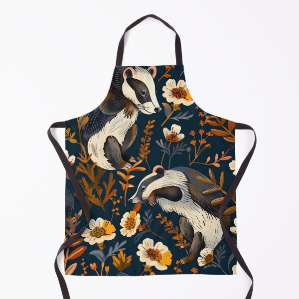 Item preview, Badgers and flowers folk pattern designed and sold by Folksy Living.