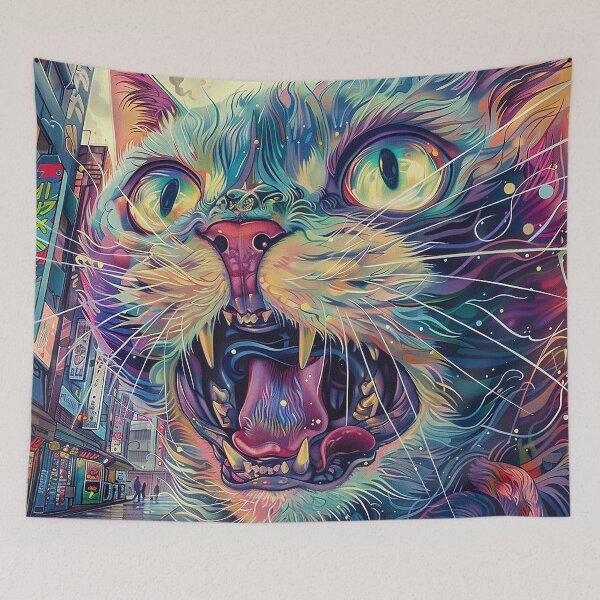 Item preview, Psychedelic Cats Art designed and sold by nomiraclehere.