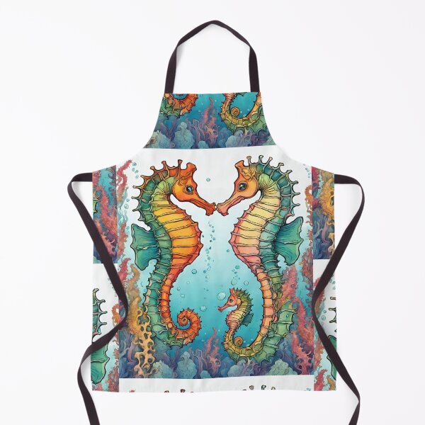 Item preview, Beautiful Colorful Sea Horses Together Drawing Design designed and sold by EarthArtDesigns.