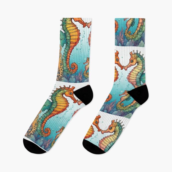 Item preview, Beautiful Colorful Sea Horses Together Drawing Design designed and sold by EarthArtDesigns.