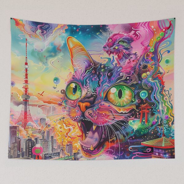 Item preview, Psychedelic Cats Art designed and sold by nomiraclehere.