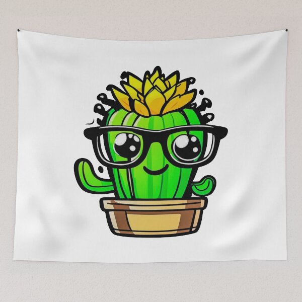 Item preview, Cute Nerd Cactus - Succulent Plant - Smiling Cactus - Potting Cactus Plants Wearing Glasses designed and sold by MyArt23.