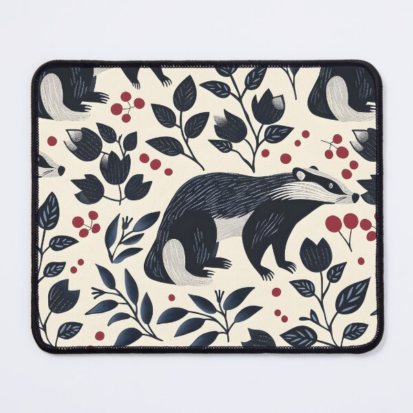 Item preview, Badgers and flowers folk pattern designed and sold by Folksy Living.