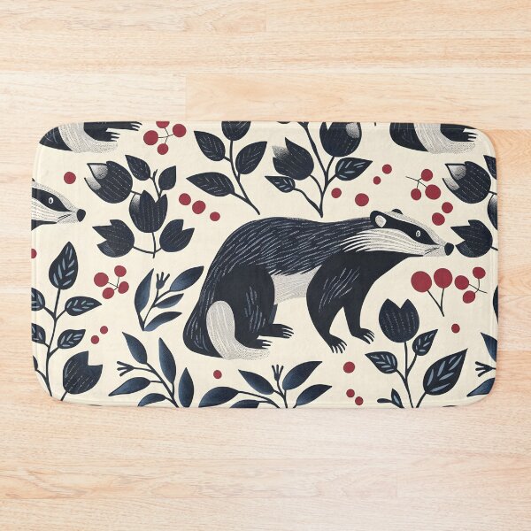 Item preview, Badgers and flowers folk pattern designed and sold by Folksy Living.