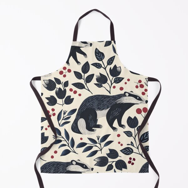 Item preview, Badgers and flowers folk pattern designed and sold by Folksy Living.