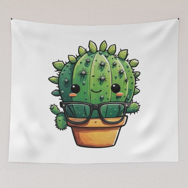 Item preview, Cute Nerd Cactus - Succulent Plant - Smiling Cactus - Potting Cactus Plants Wearing Glasses designed and sold by MyArt23.