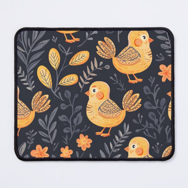 Item preview, Yellow chicks folk pattern designed and sold by Folksy Living.