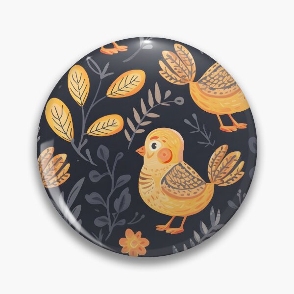 Item preview, Yellow chicks folk pattern designed and sold by Folksy Living.