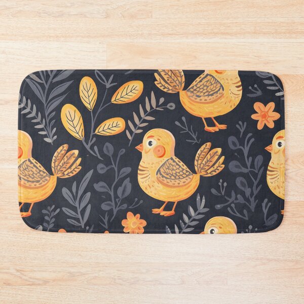 Item preview, Yellow chicks folk pattern designed and sold by Folksy Living.