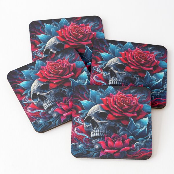 Item preview, Crimson indigo lotus rose phantom skull  designed and sold by Kourtesy of King.