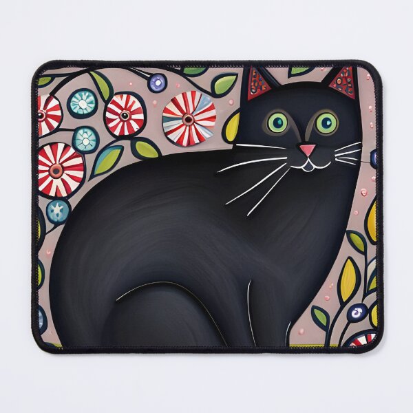 Item preview, Happy Black Cat and Flowers designed and sold by Reclining Buddha Cat.