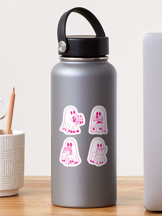 Thumbnail 1 of 3, Sticker, Four piece hot pink sheet ghosts designed and sold by KWZCreates.