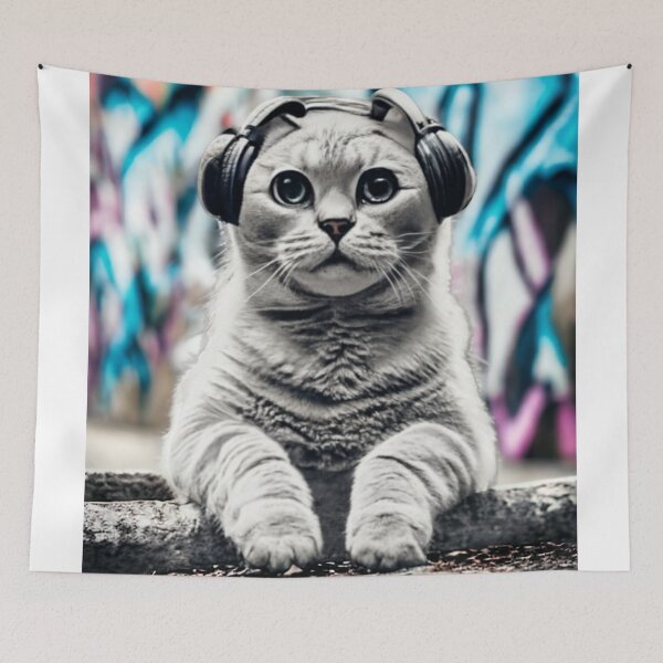 Item preview, Headphones cat designed and sold by FOXandJAY.
