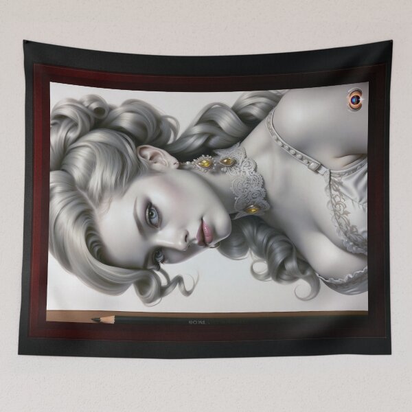 Item preview, That Tempting Look Of A Blonde Beautiful AI Concept Art by Xzendor7 designed and sold by Xzendor7 Digital Art Creations.