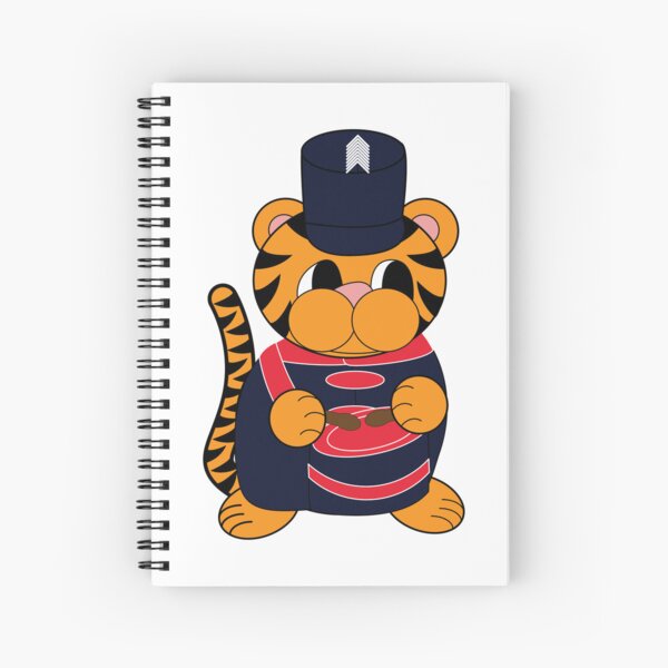 Marching Band Tiger Drum Navy Blue and Red Spiral Notebook