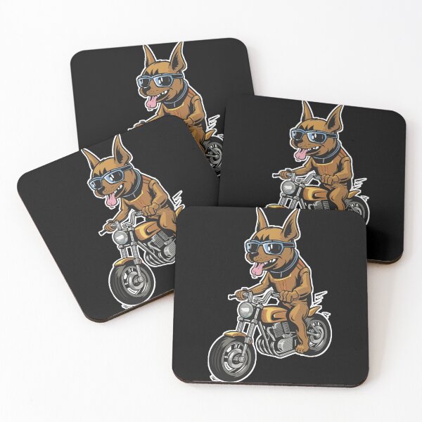 Item preview, Dog riding a motorcycle wearing sunglasses in comic book style designed and sold by Trend-Beaver.