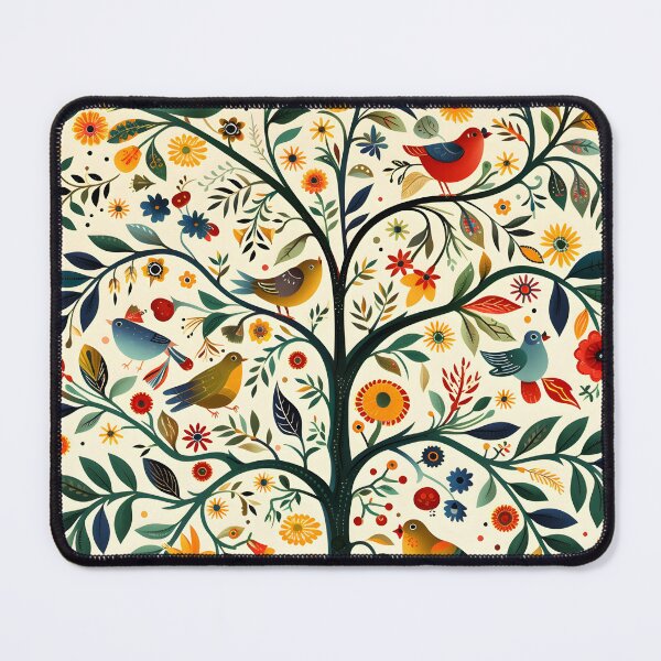Item preview, Birds on a tree – modern folk style designed and sold by Folksy Living.