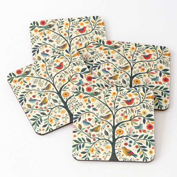 Item preview, Birds on a tree – modern folk style designed and sold by Folksy Living.