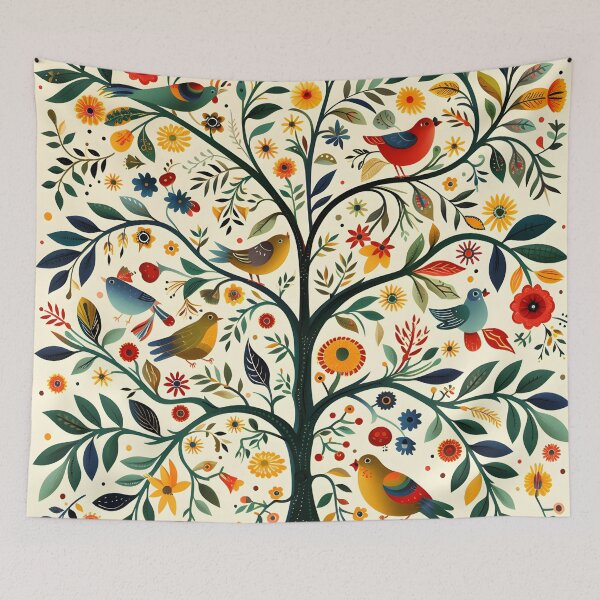 Item preview, Birds on a tree – modern folk style designed and sold by Folksy Living.