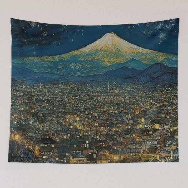 Item preview, Tokyo Fuji Twilight - Van Gogh Inspired designed and sold by Obibobishop.