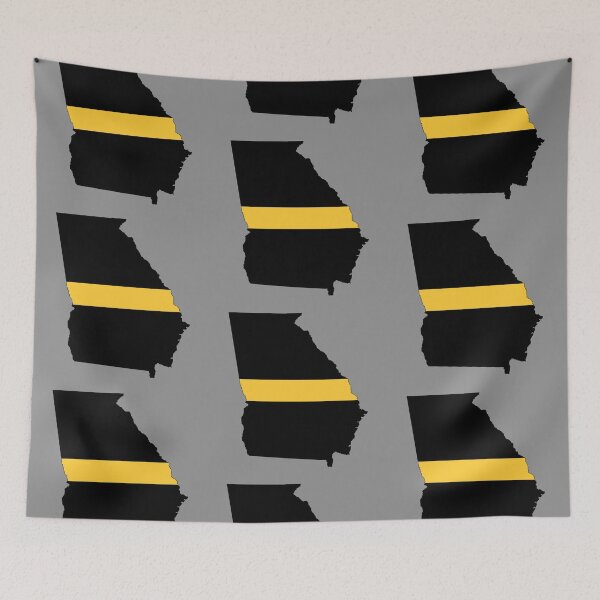 Item preview, Georgia state outline 911 Dispatcher Emergency Telecommunications Thin Gold Line flag designed and sold by GulfCoastDesign.