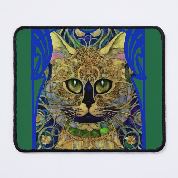 Item preview, Abstract Portrait of a Cat in Vintage Tiffany Style Stained Glass Look designed and sold by Sandy Richter.