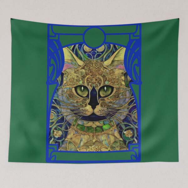 Item preview, Abstract Portrait of a Cat in Vintage Tiffany Style Stained Glass Look designed and sold by Sandy Richter.