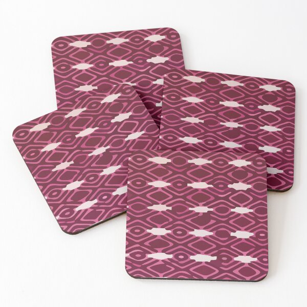Item preview, Geometric pattern vibrant bold colors intricate hand woven tribal native red mauve designed and sold by T-Mex.
