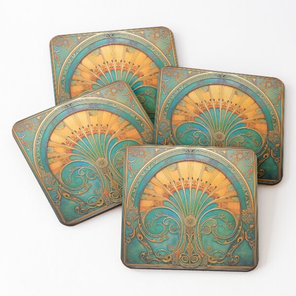 Item preview, Verdigris and Copper Tree Art Deco Pattern designed and sold by CMooreWorx.