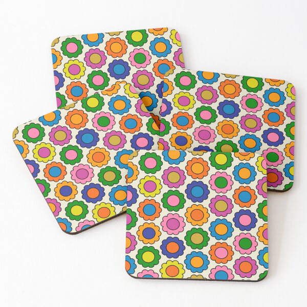 Item preview, Colorful Flowers Happy Retro Pattern designed and sold by kierkegaard.