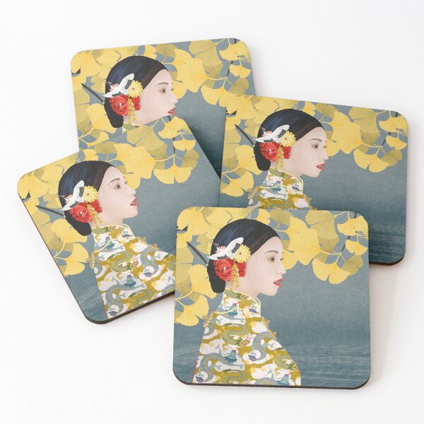 Item preview, Mujer japonesa bajo el árbol Gingko designed and sold by ShellyPenko.