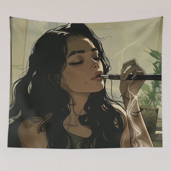 Item preview, Black Hair Girl Smoking designed and sold by GlowinUp Shop.