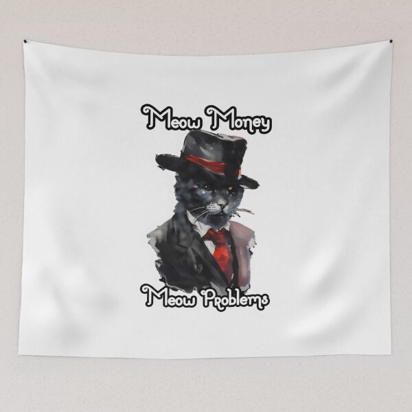 Item preview, "Meow Money, Meow Problems" Mafia Kitty Musings: Watercolor Mobster Cat Design designed and sold by MillennialVibe.