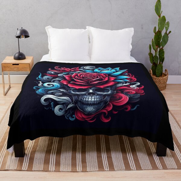 Item preview, Crimson indigo lotus rose phantom skull designed and sold by Kourtesy of King.