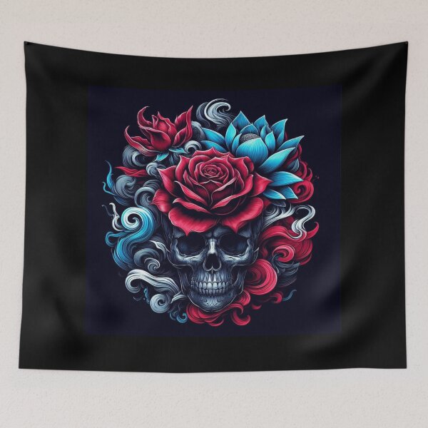 Item preview, Crimson indigo lotus rose phantom skull  designed and sold by Kourtesy of King.